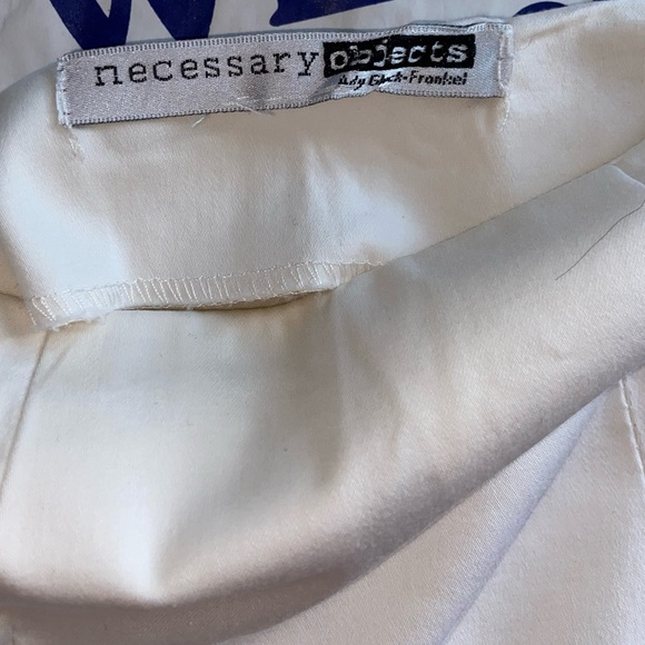 Necessary Objects 🌷pleated skirt off white black hem high waist zipper cotton M - Picture 3 of 6